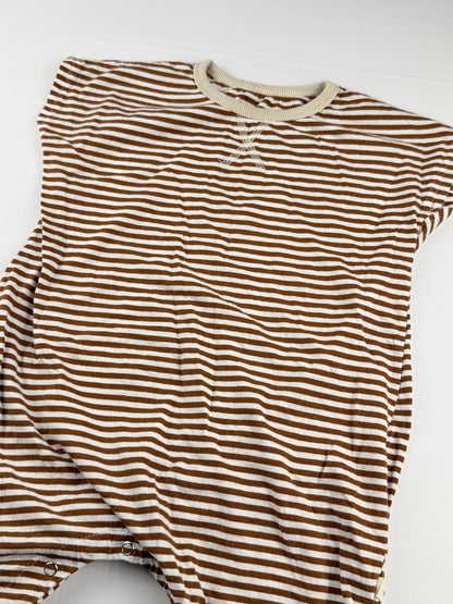 nozi Brown Striped Romper 2T