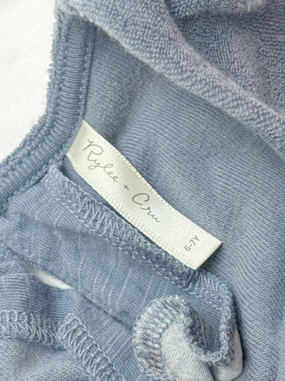 Rylee + Cru Blue Terry Ruffle Tank 6-7Y