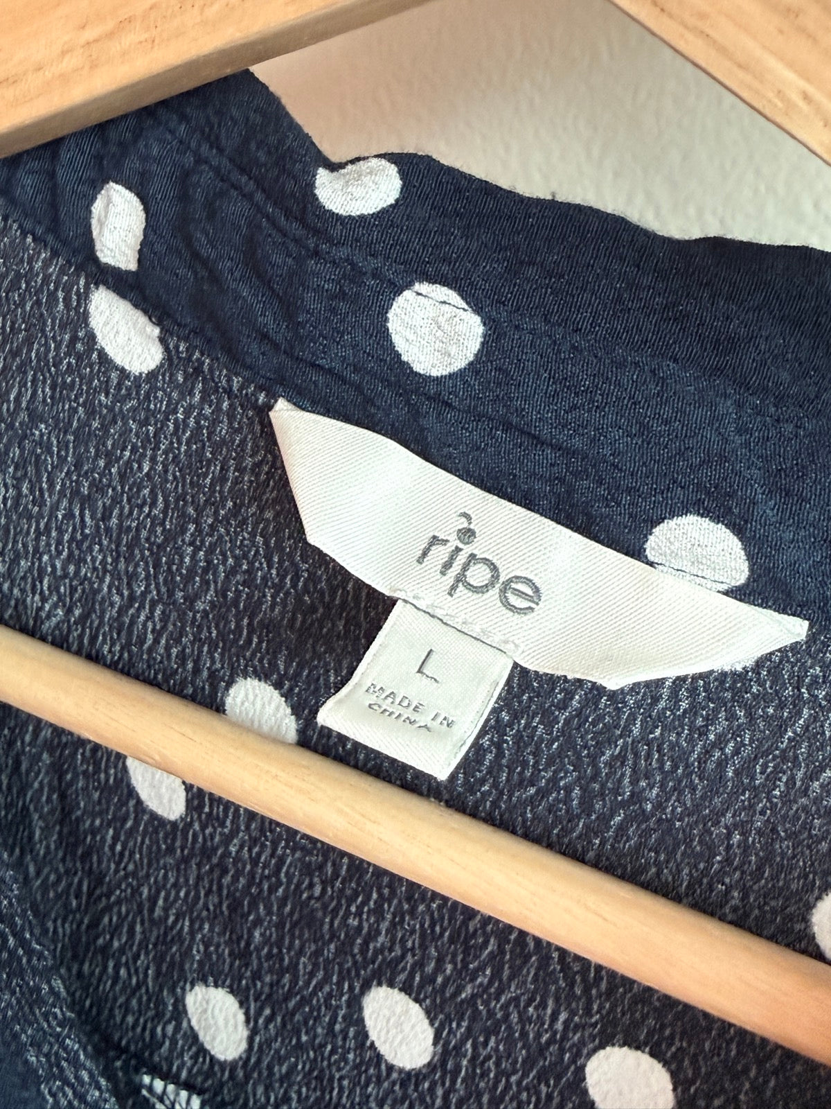 Ripe Maternity Navy Polka Dot Shirt Dress L