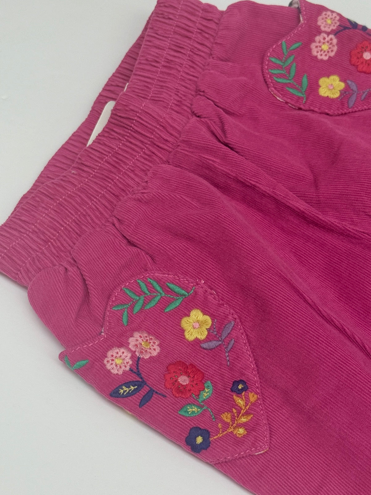 Mini Boden Pink Corduroy Floral Pants 4Y