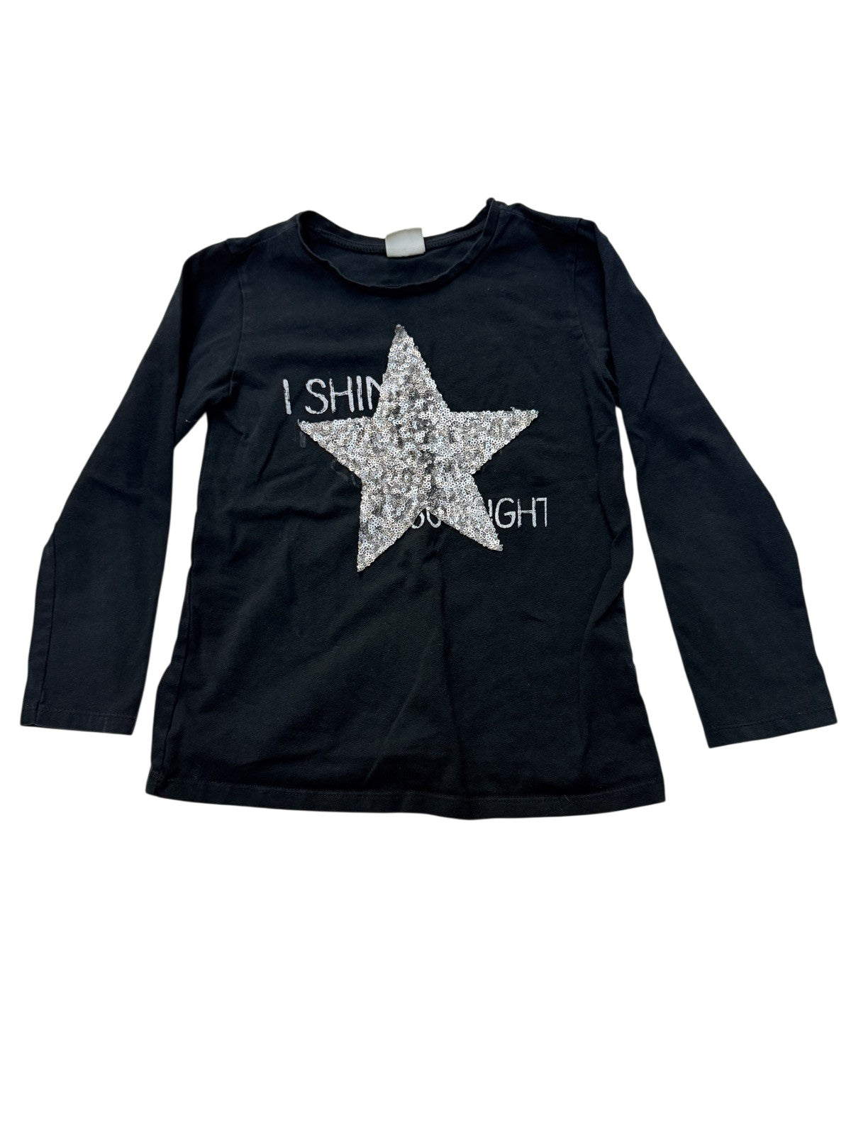 Zara Girls Black Sequin Star T-Shirt Size 6/7