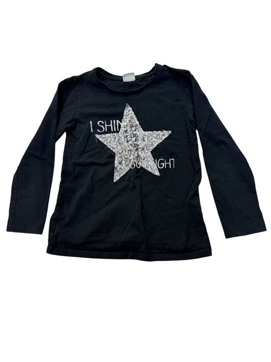 Zara Girls Black Sequin Star T-Shirt Size 6/7