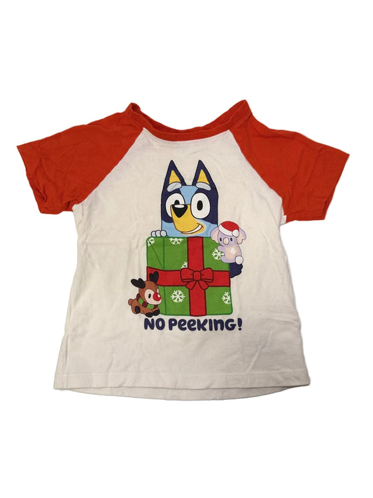 Bluey Christmas No Peeking Raglan T-Shirt Size 3