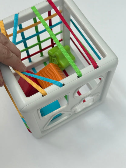 Shape Sorter Cube Toy with Elastic Bands
