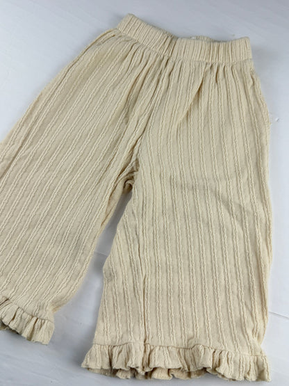 SONNYKIDS Cream Ruffle Hem Pants Size 2T