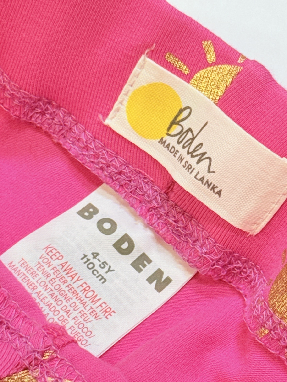 Boden Pink Gold Sun Leggings 4-5Y
