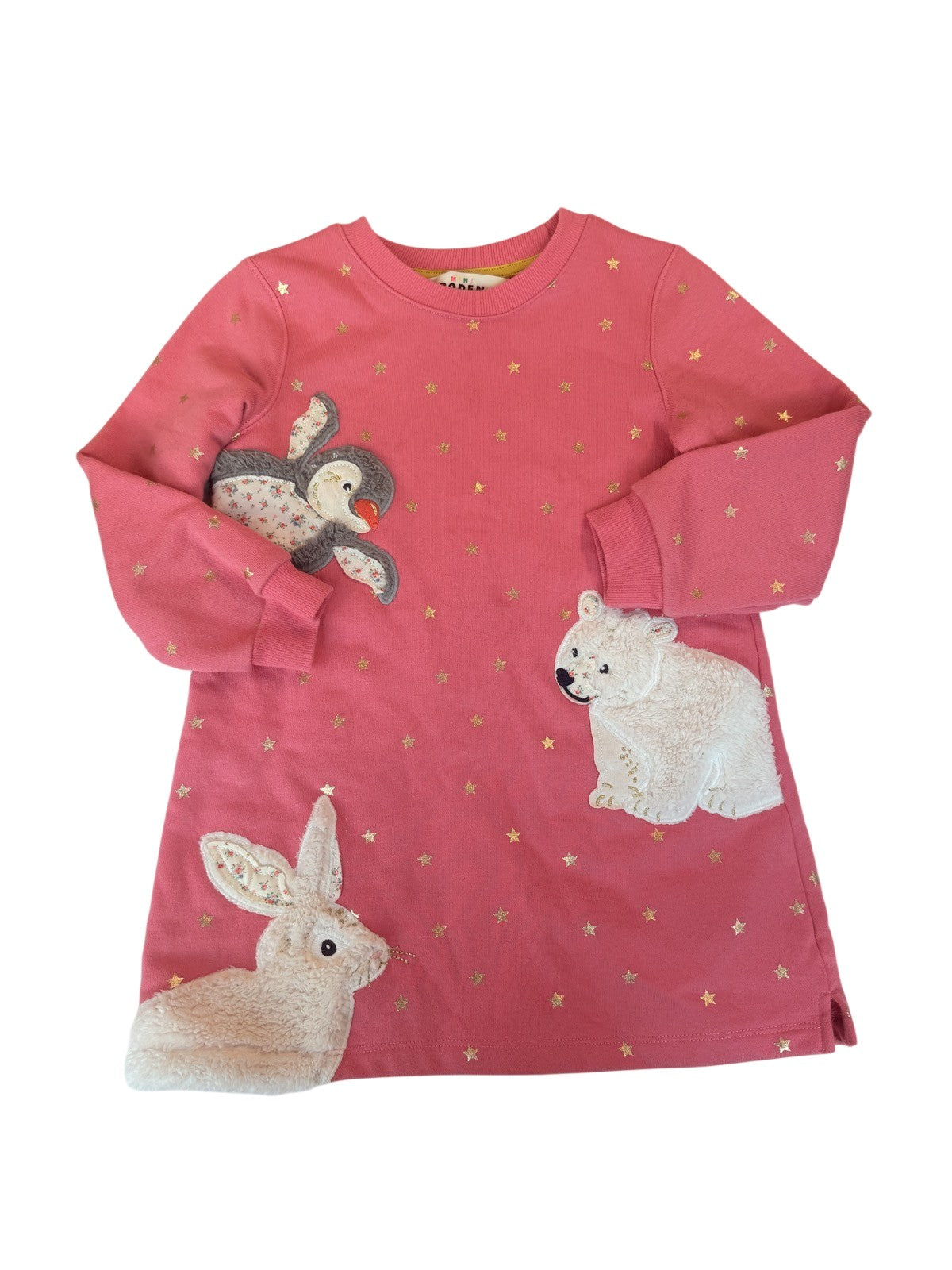 Mini Boden Pink Arctic Animals Sweatshirt Dress 4-5Y