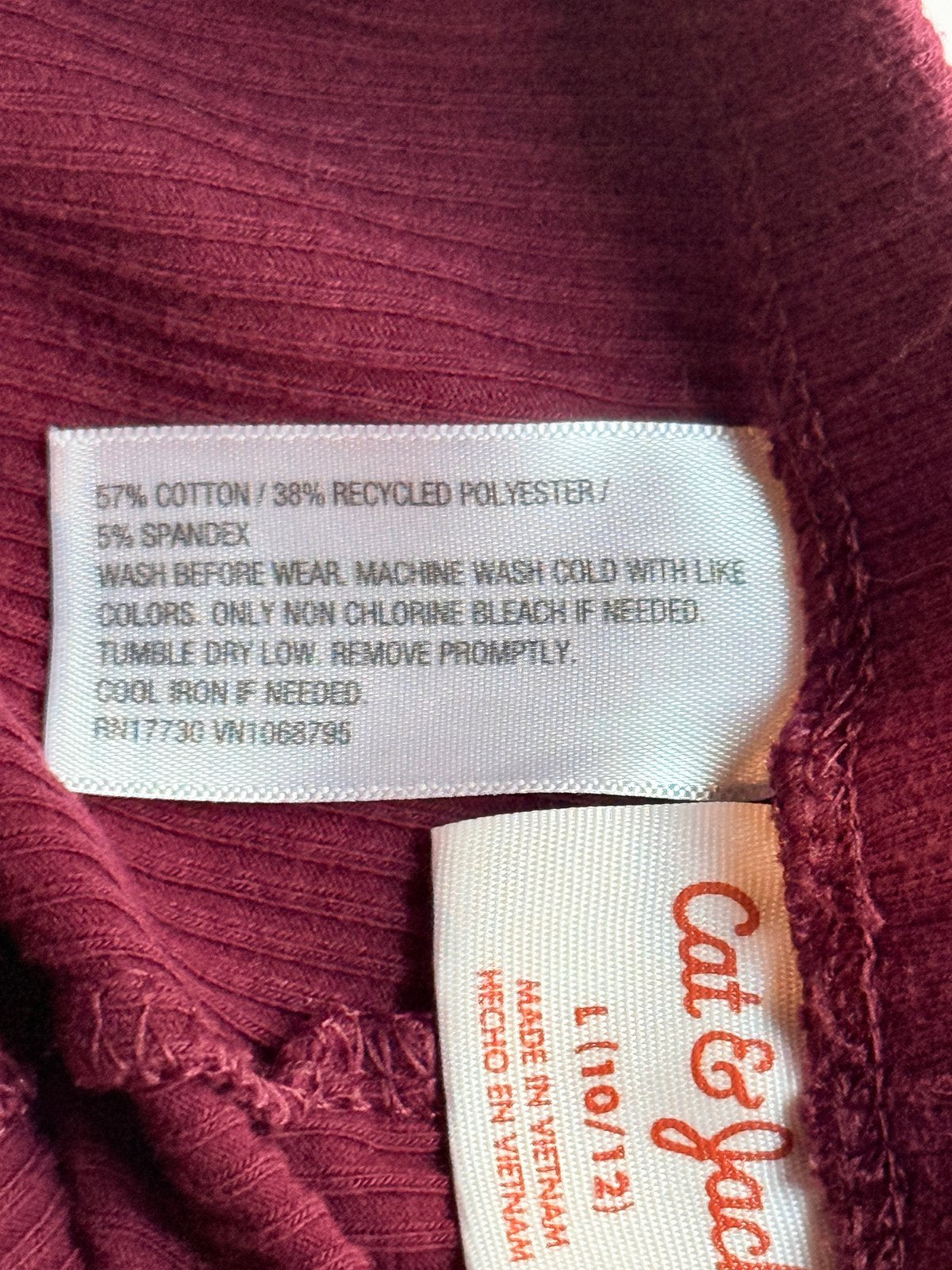 Cat & Jack Burgundy Ribbed Leggings Size 10/12