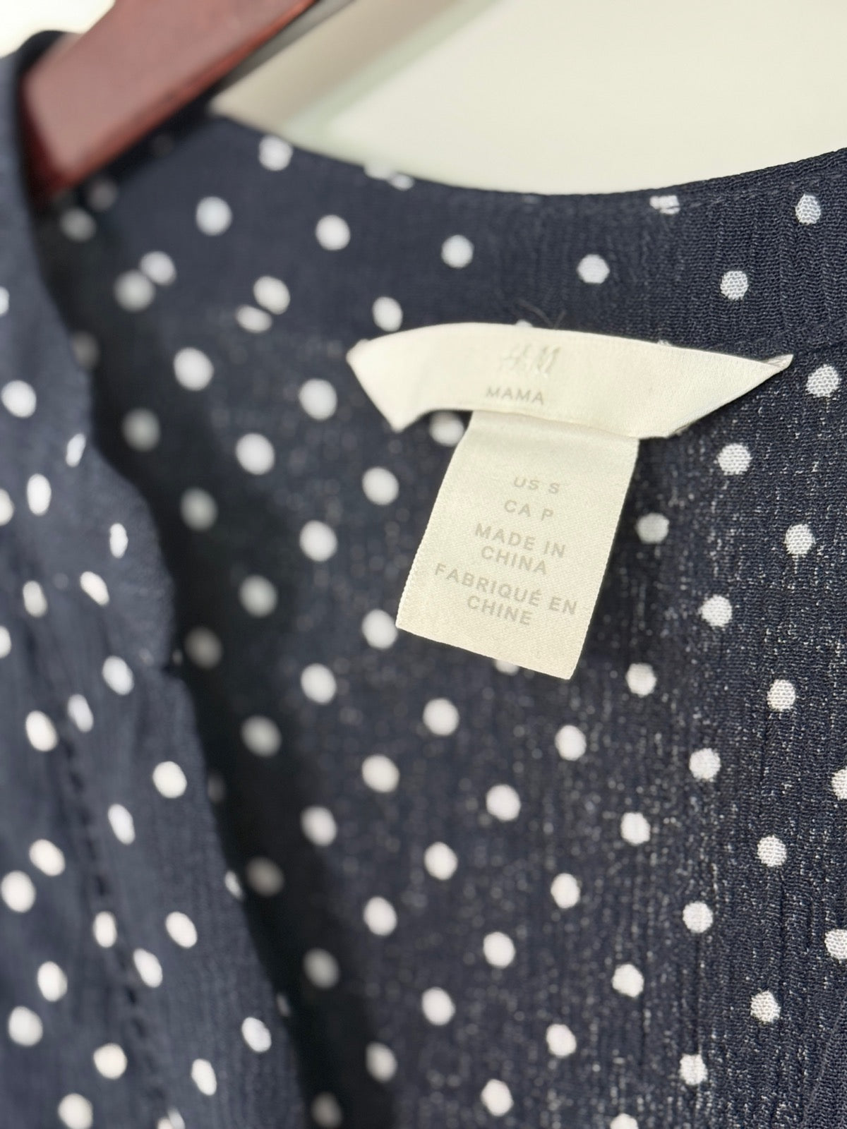 H&M Mama Navy Polka Dot Dress Size S
