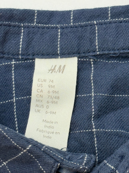 H&M Navy Windowpane Check Shirt 9M