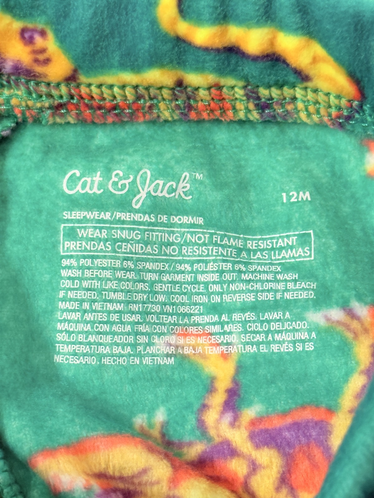 Cat & Jack Dinosaur Fleece Pajama Set 12M