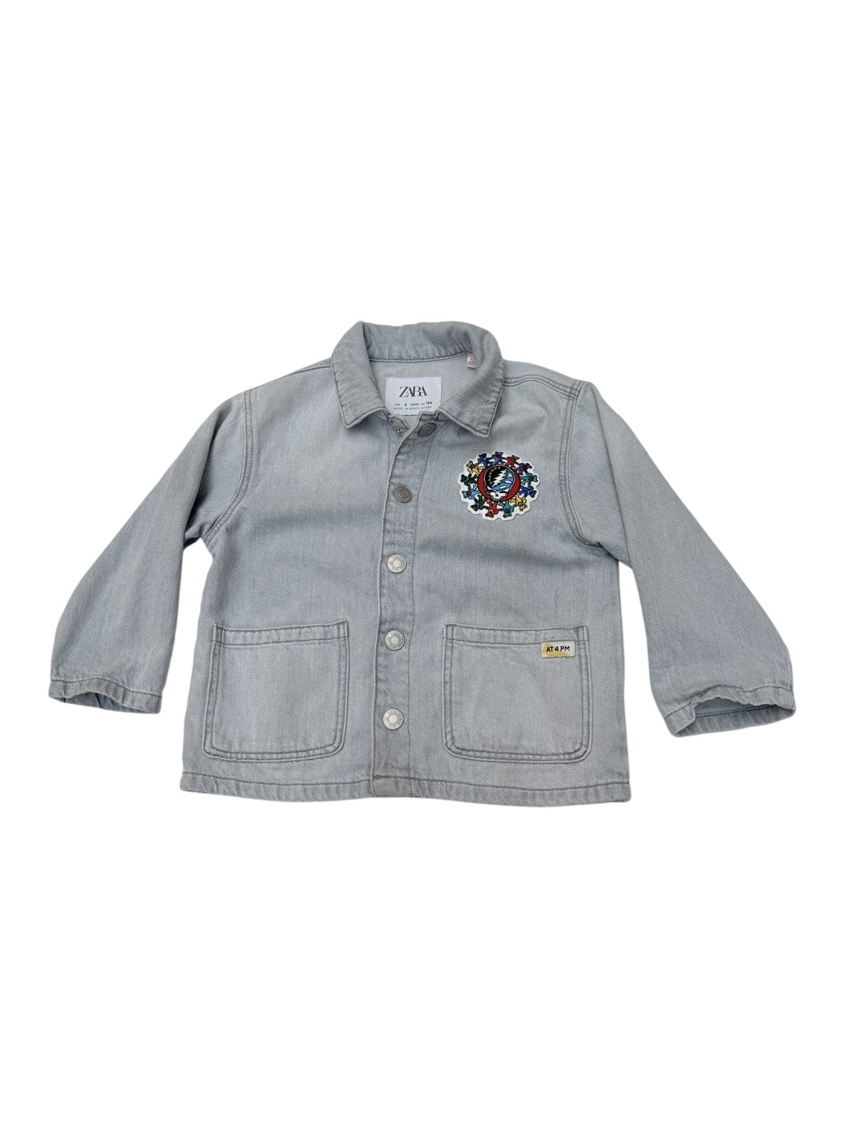 Zara Denim Jacket Grateful Dead Patch 4T