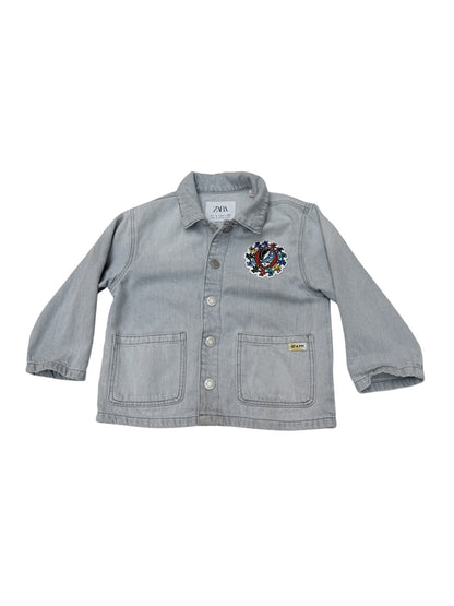 Zara Denim Jacket Grateful Dead Patch 4T