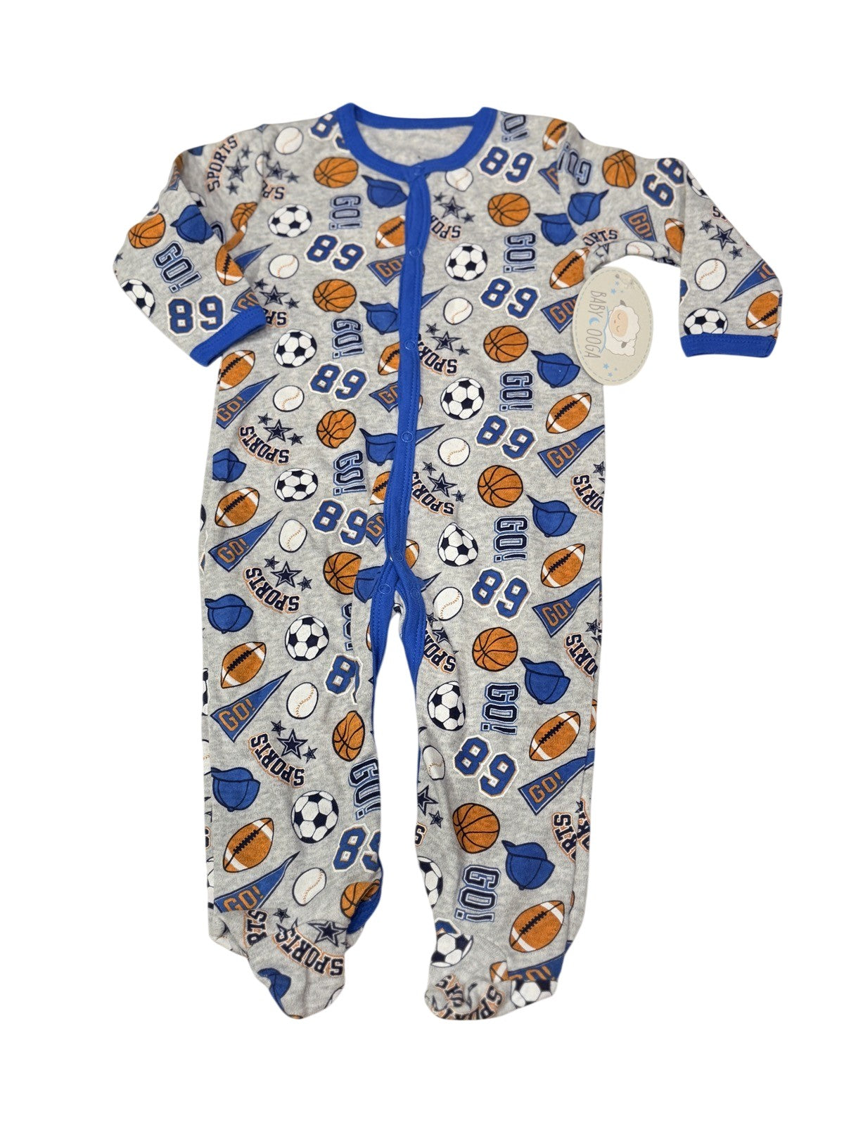 Baby Ooga Sports Print Footed Sleeper 6-9M