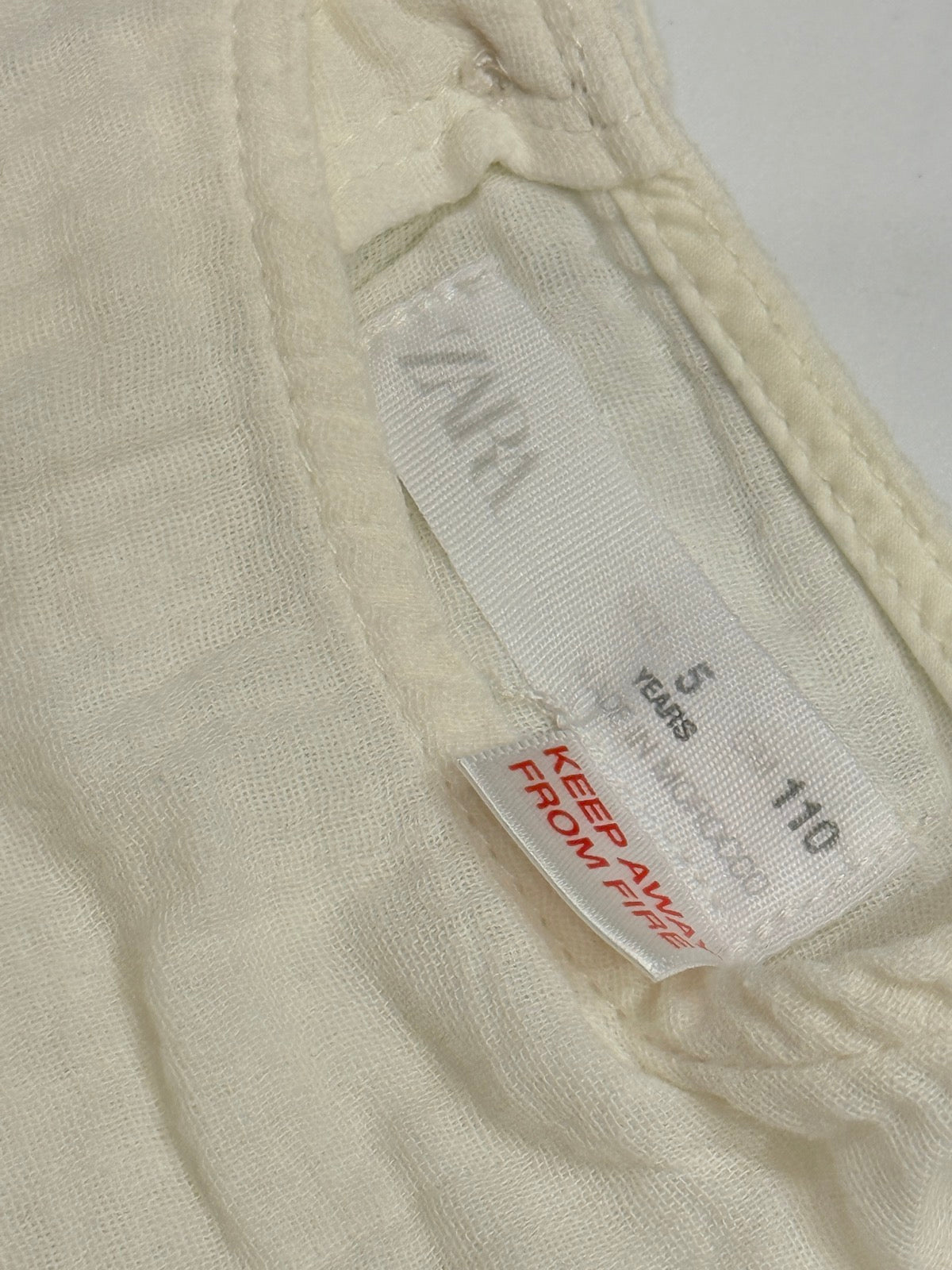 Zara Cream Embroidered Muslin Top Size 5
