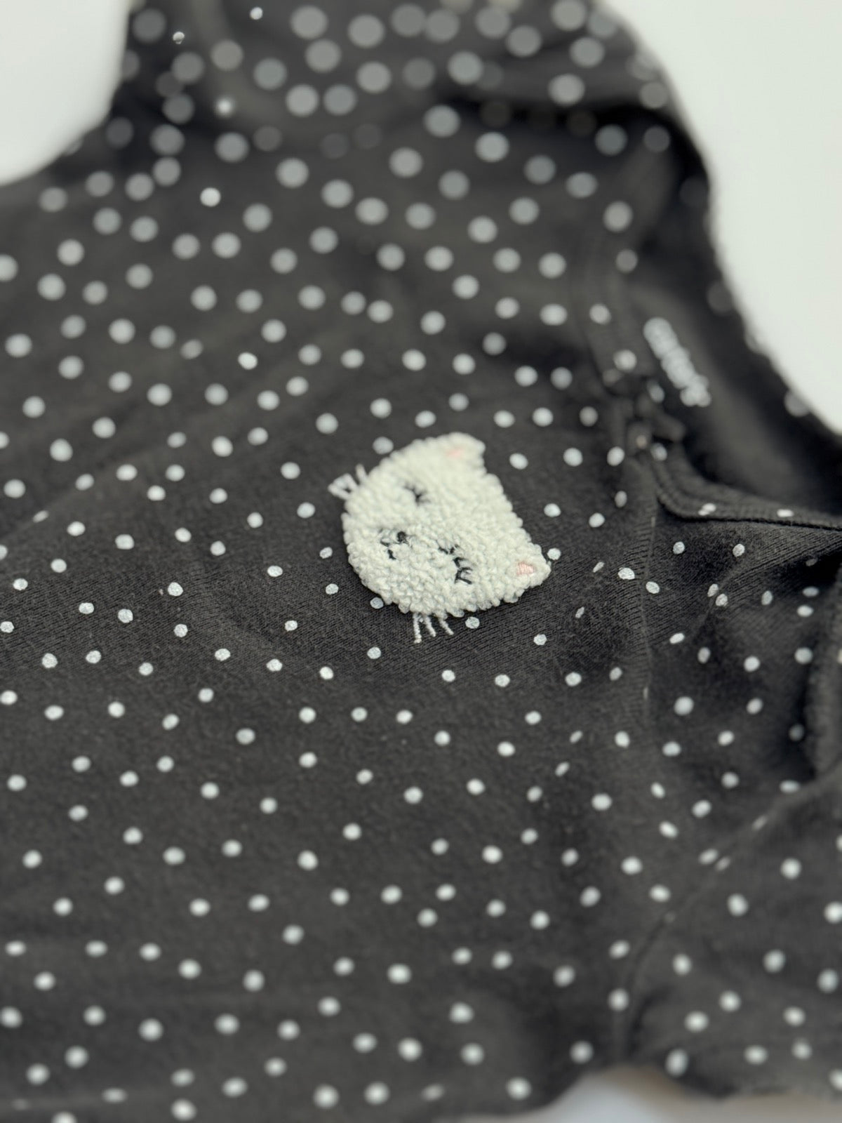 Carter's Black Polka Dot Cat Bodysuit 6m
