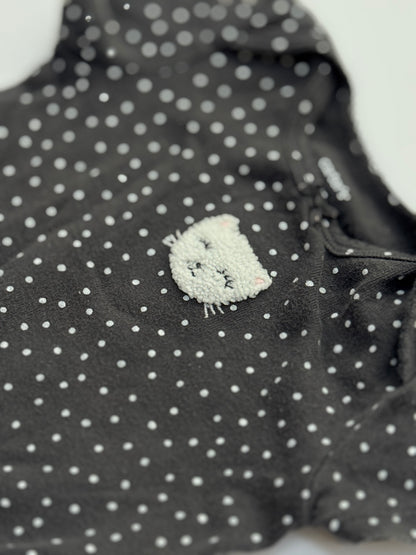 Carter's Black Polka Dot Cat Bodysuit 6m