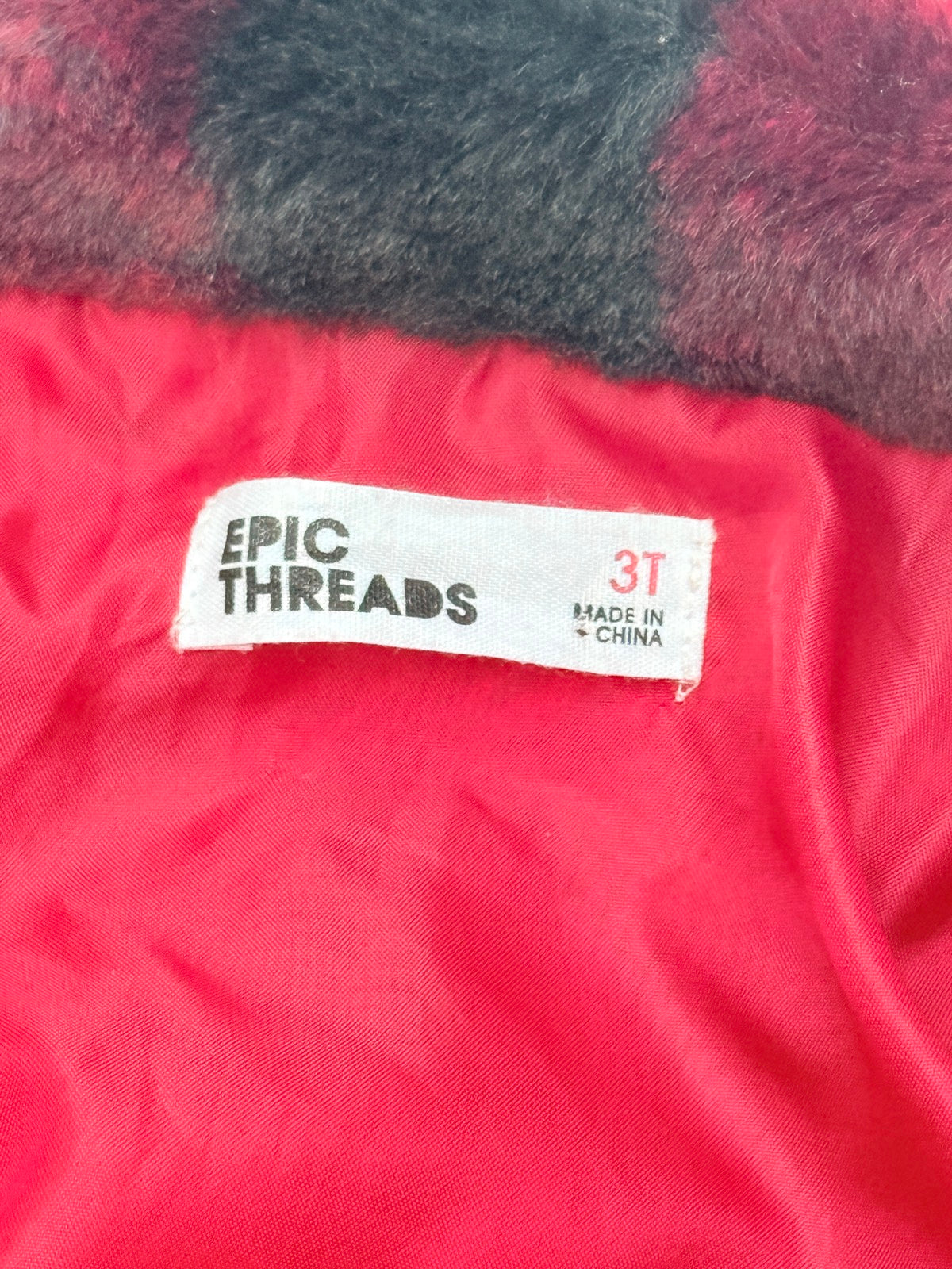 Epic Threads Buffalo Plaid Faux Fur Jacket 3T