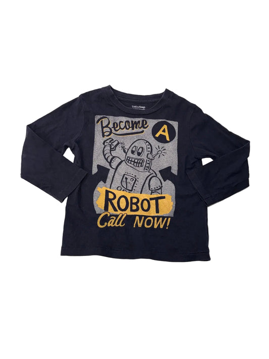 babyGap Navy Robot Graphic Long Sleeve 3T