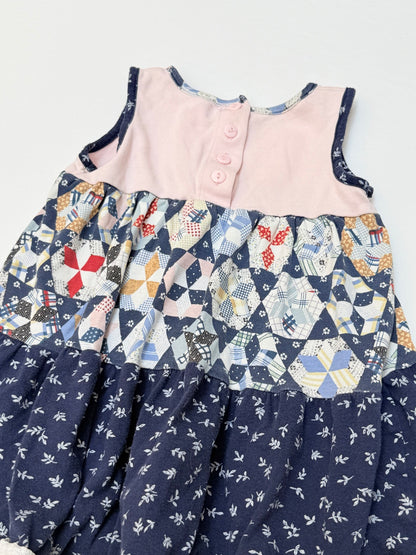 Quilt Patchwork Print Tiered Dress
