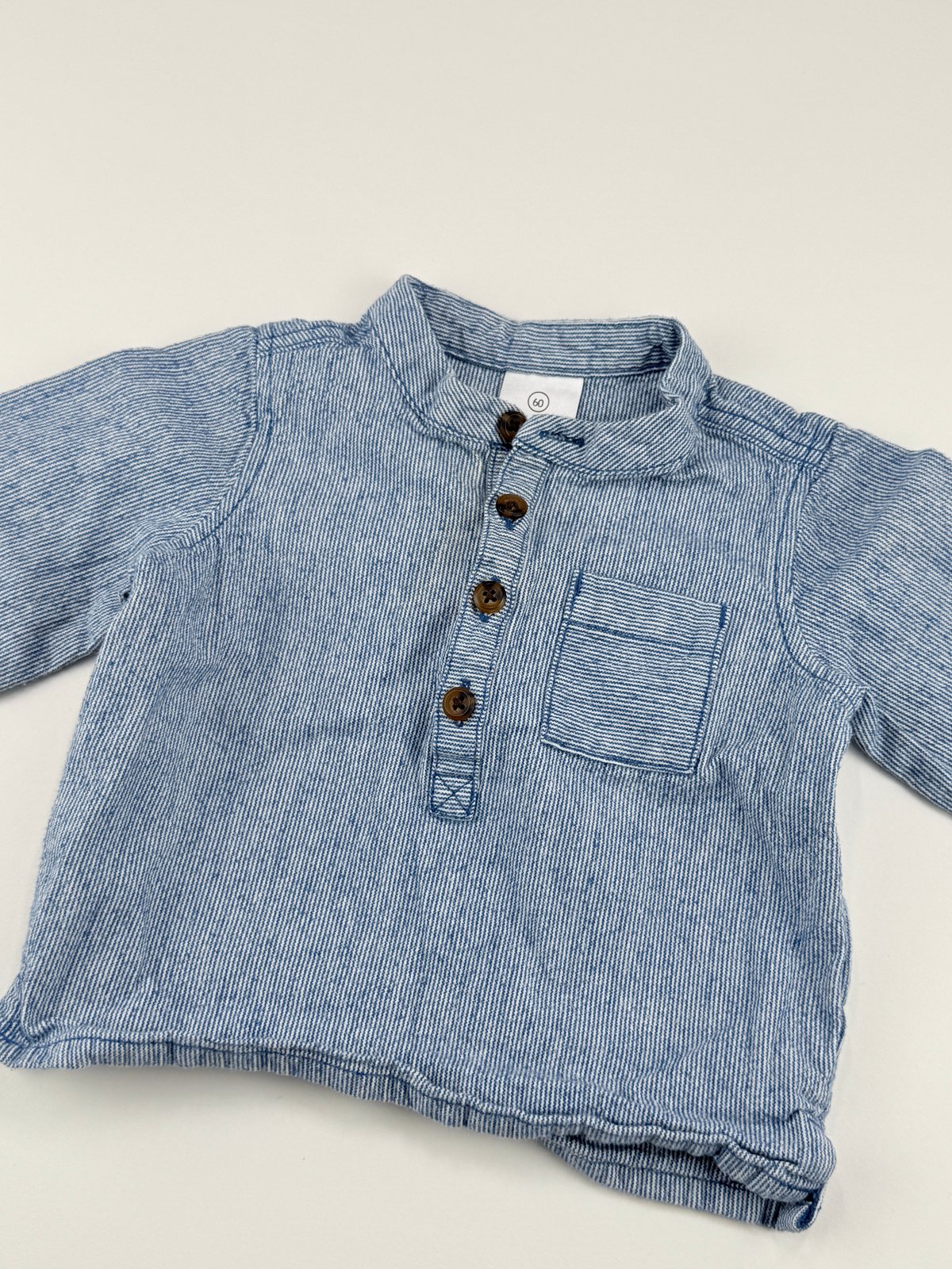 Hanna Andersson Blue Striped Henley Shirt 3M