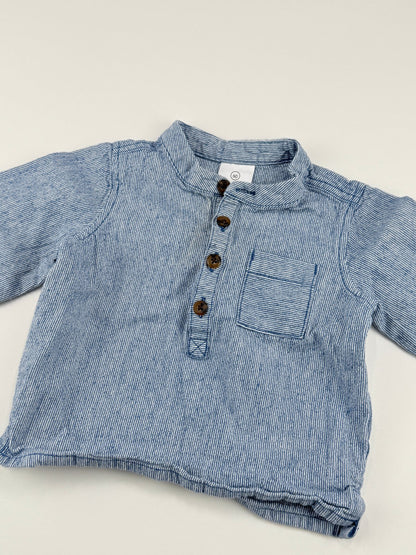 Hanna Andersson Blue Striped Henley Shirt 3M