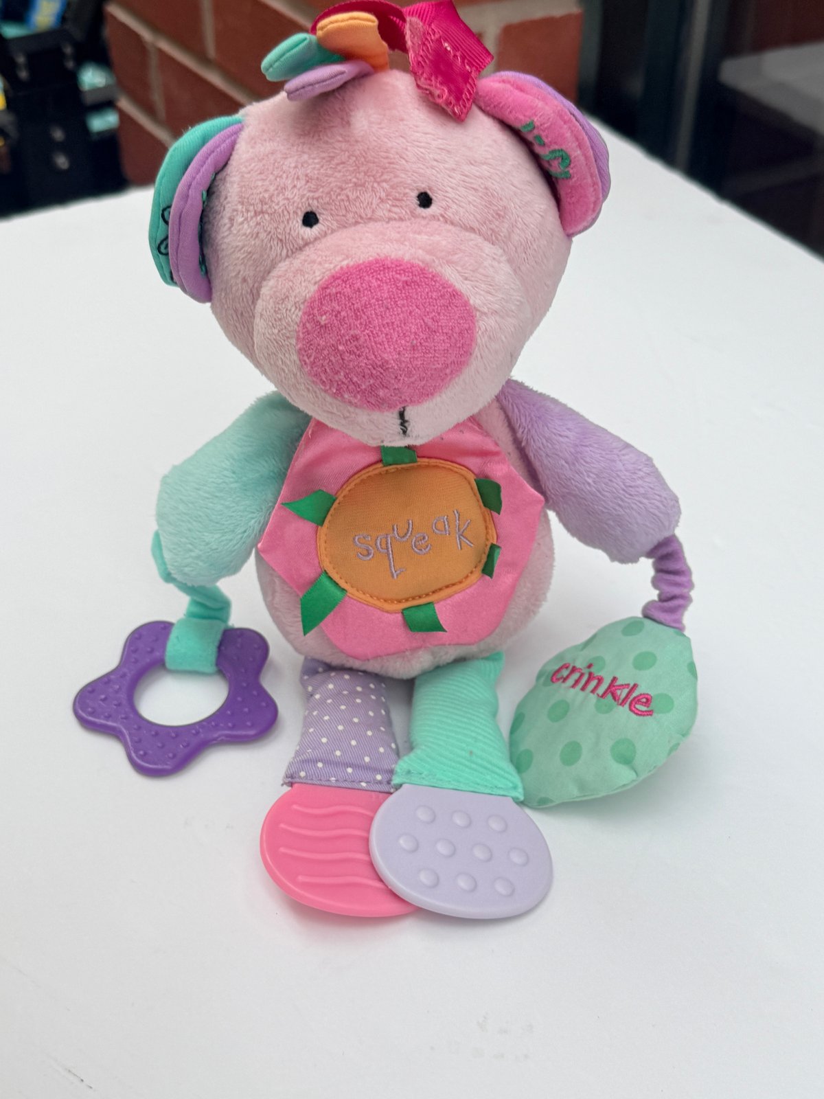 Manhattan Toy Pink Bear Teether Activity Toy