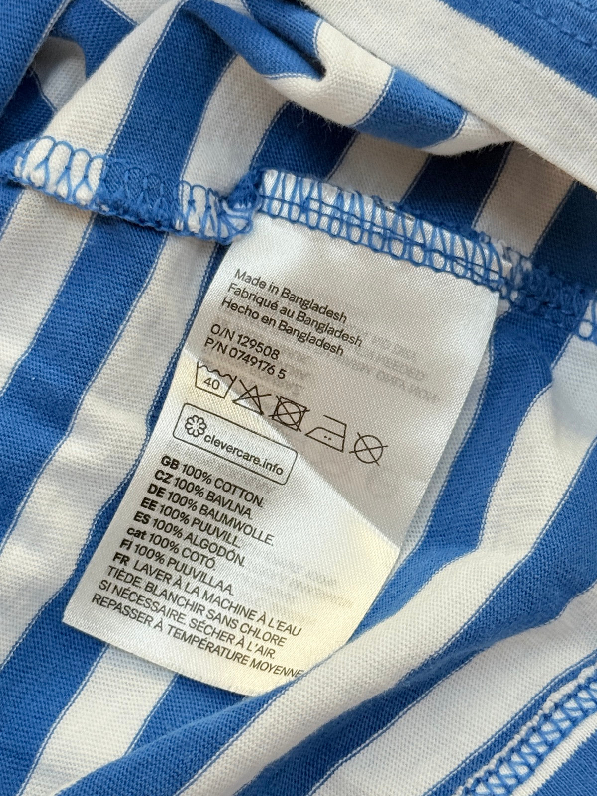 H&M Blue White Stripe T-Shirt Size 4-6