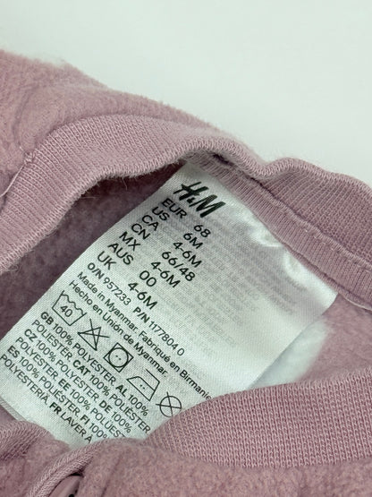 H&M Pink Heart Fleece Sleeper 4-6M