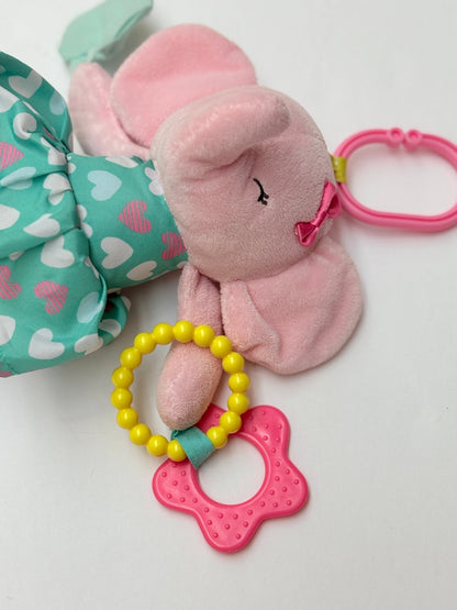 Pink Elephant Plush Teether Activity Toy