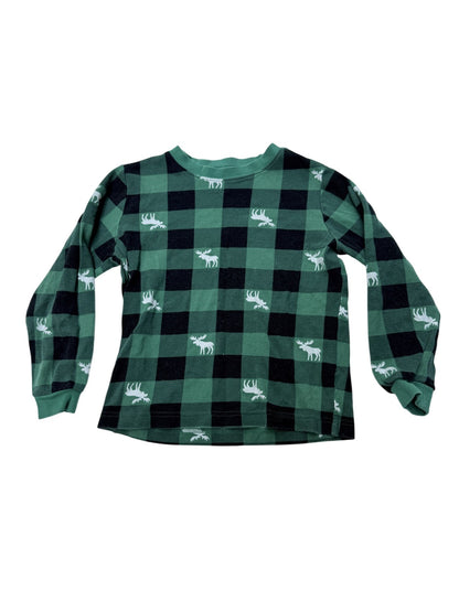 Pekkle Green Buffalo Plaid Moose Pajama Size 7/8