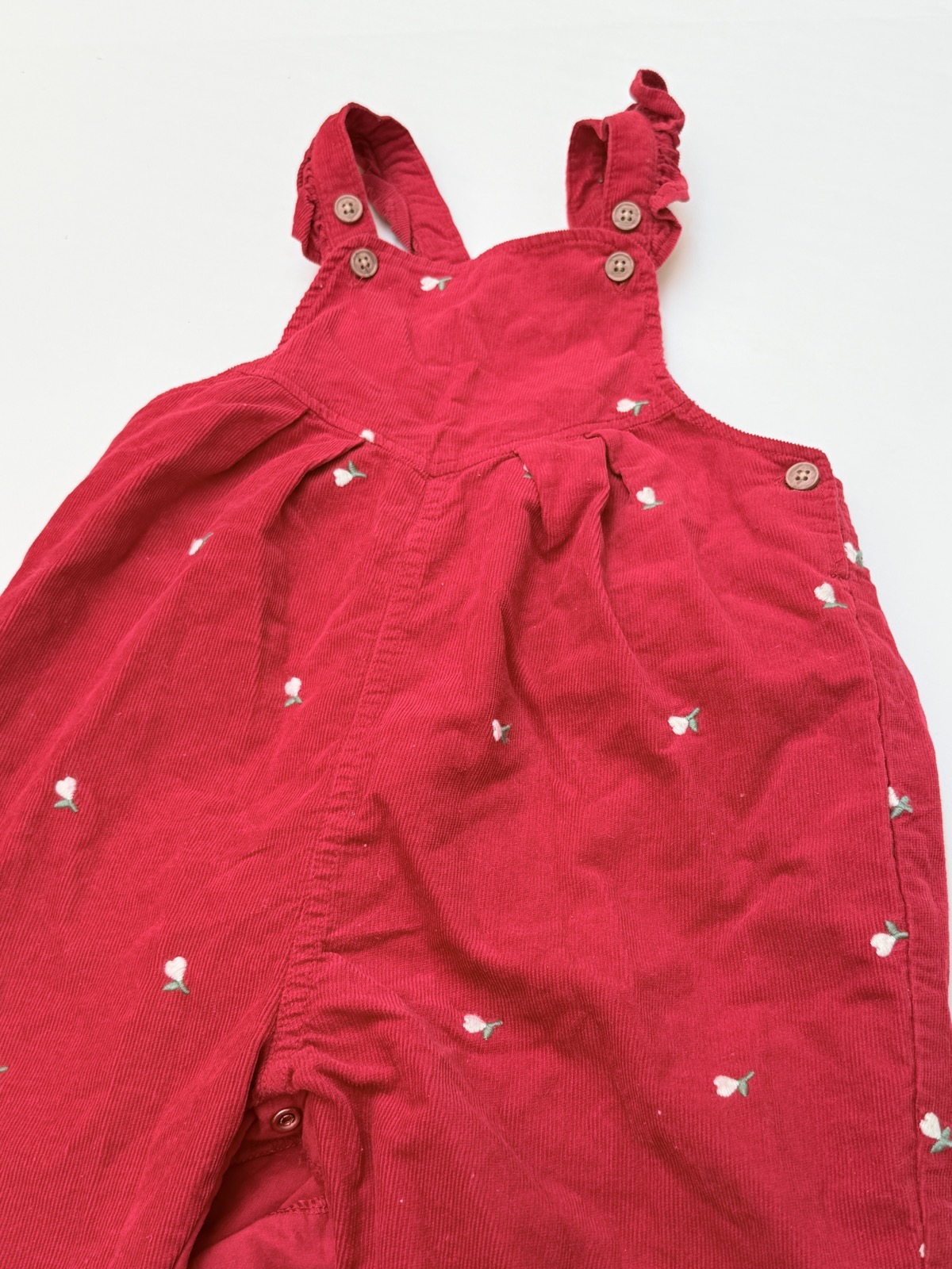M&S Red Corduroy Floral Overalls 24M