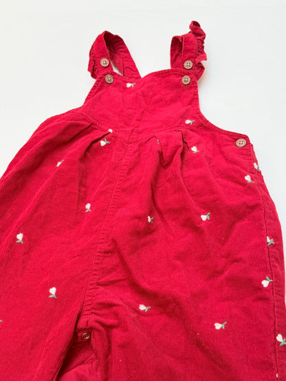 M&S Red Corduroy Floral Overalls 24M