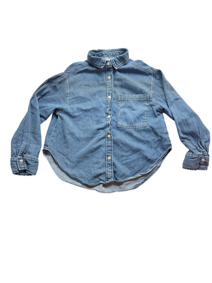 Zara Blue Denim Button-Up Shirt Size 9-10Y