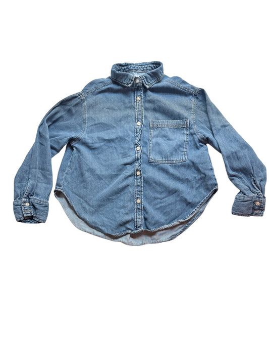 Zara Blue Denim Button-Up Shirt Size 9-10Y