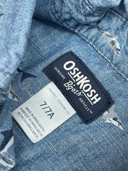 OshKosh B'gosh Shark Chambray Shirt Size 7/7Y