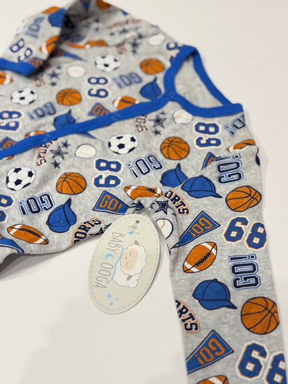 Baby Ooga Sports Print Footed Sleeper 6-9M