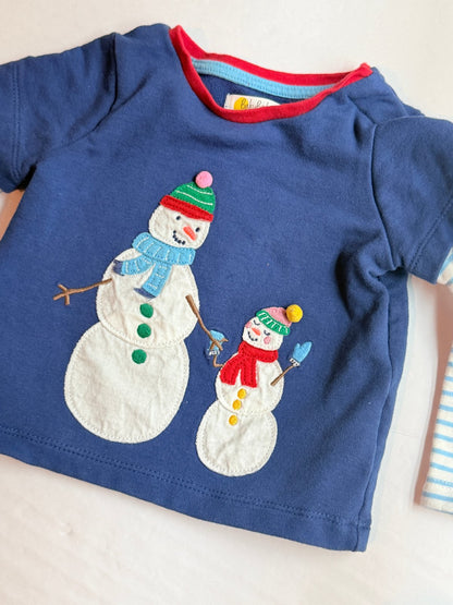 Baby Mini Boden Snowman Appliqué Top & Star Pants Setm 6-9M