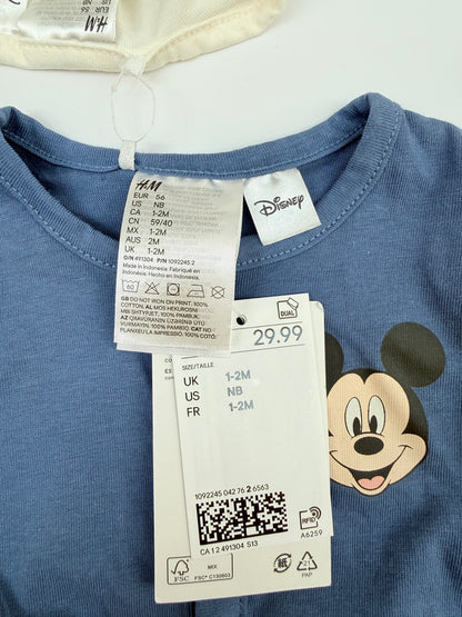 NWT - H&M Disney Mickey Mouse Sleeper 2PC Set NB