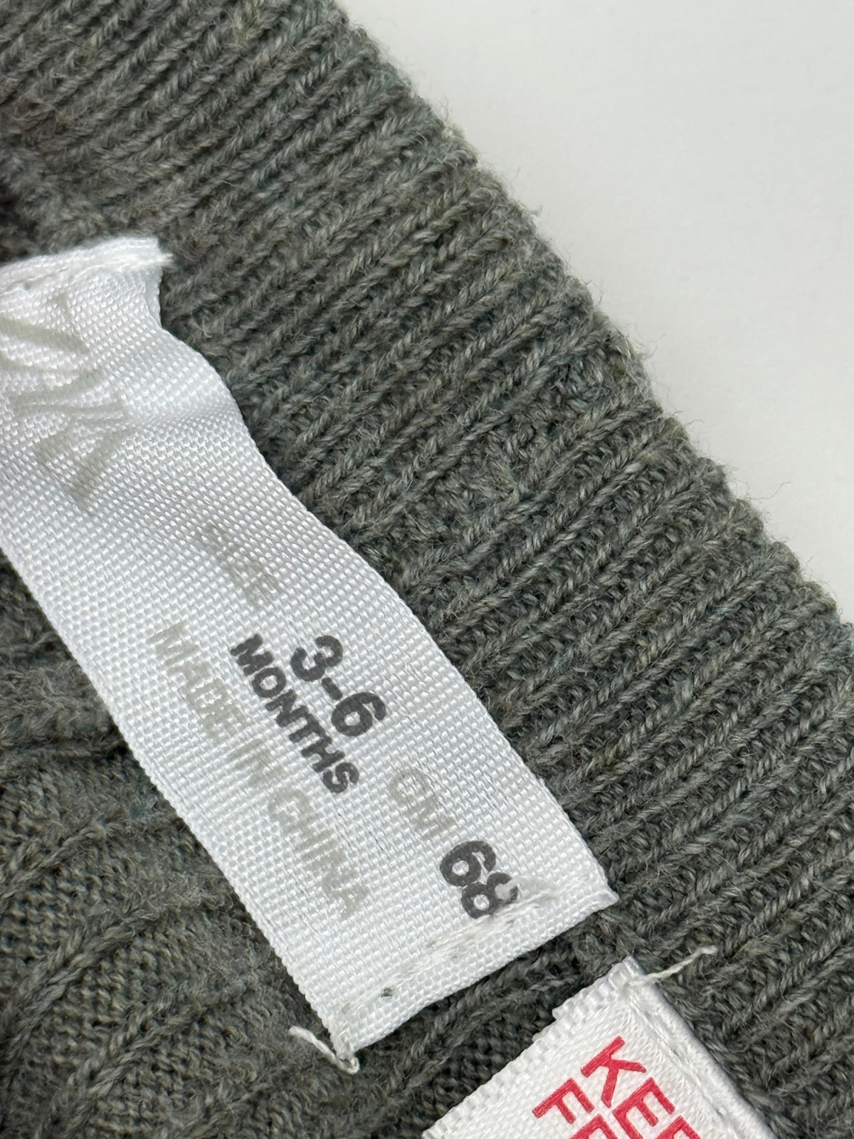 Kenzo Gray Ribbed Knit Leggings 3-6m