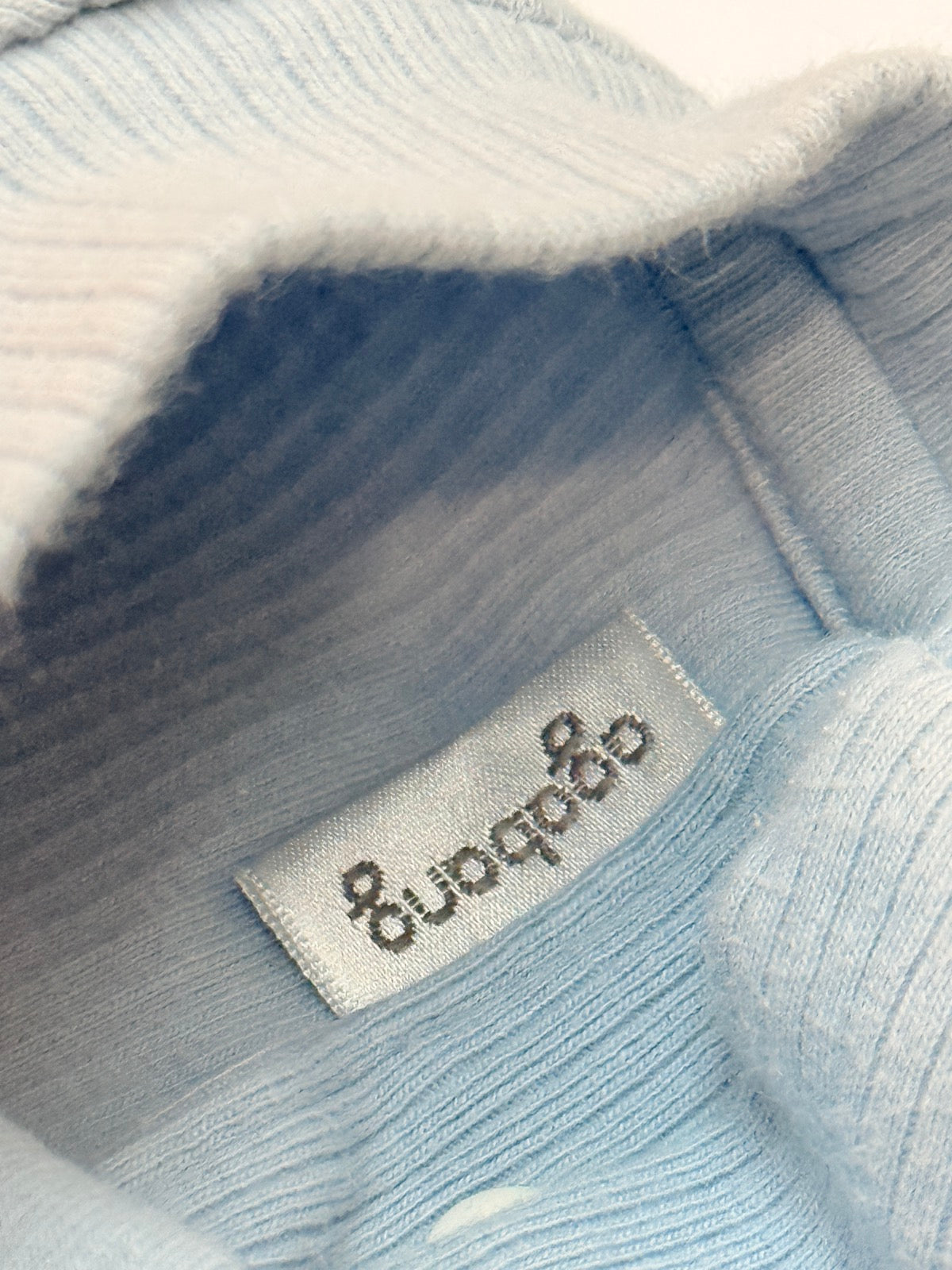 Agabang Blue Ribbed Mock Neck Top