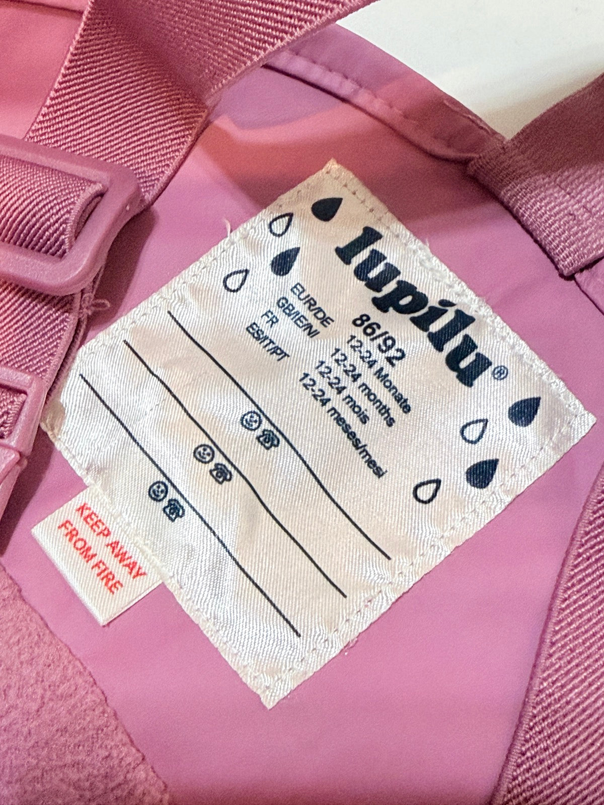 Lupilu Lined Rain Bib Pants Pink Size 18 24m