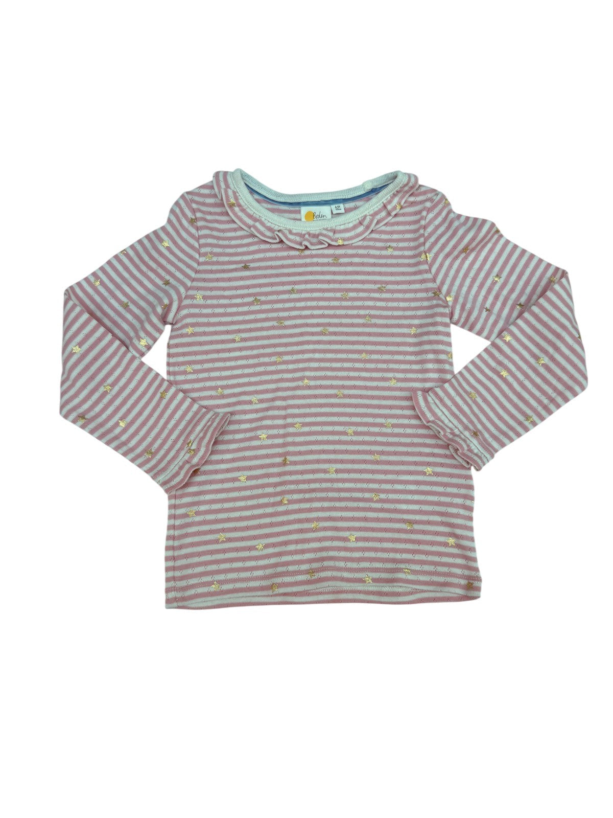 Boden Pink Stripe Star Long Sleeve Top 4-5Y