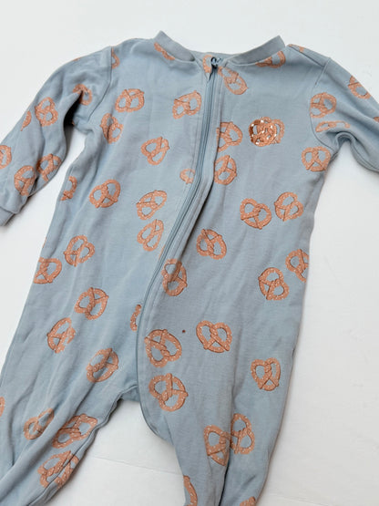 Pekkle Pretzel Print Footed Sleeper 12M
