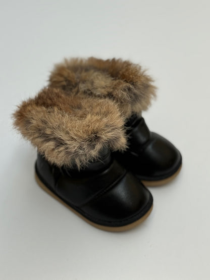 Comfy Kids Black Fur Trim Boot Size 29