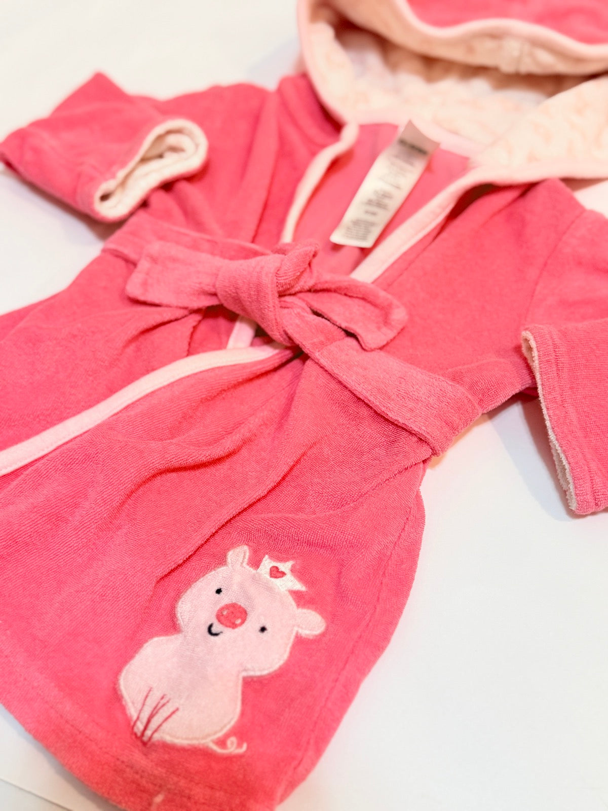 Carter's Pink Pig Hooded Baby Robe 0-9M