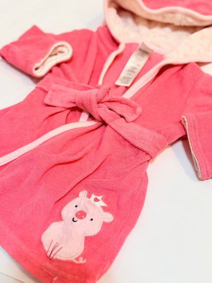 Carter's Pink Pig Hooded Baby Robe 0-9M