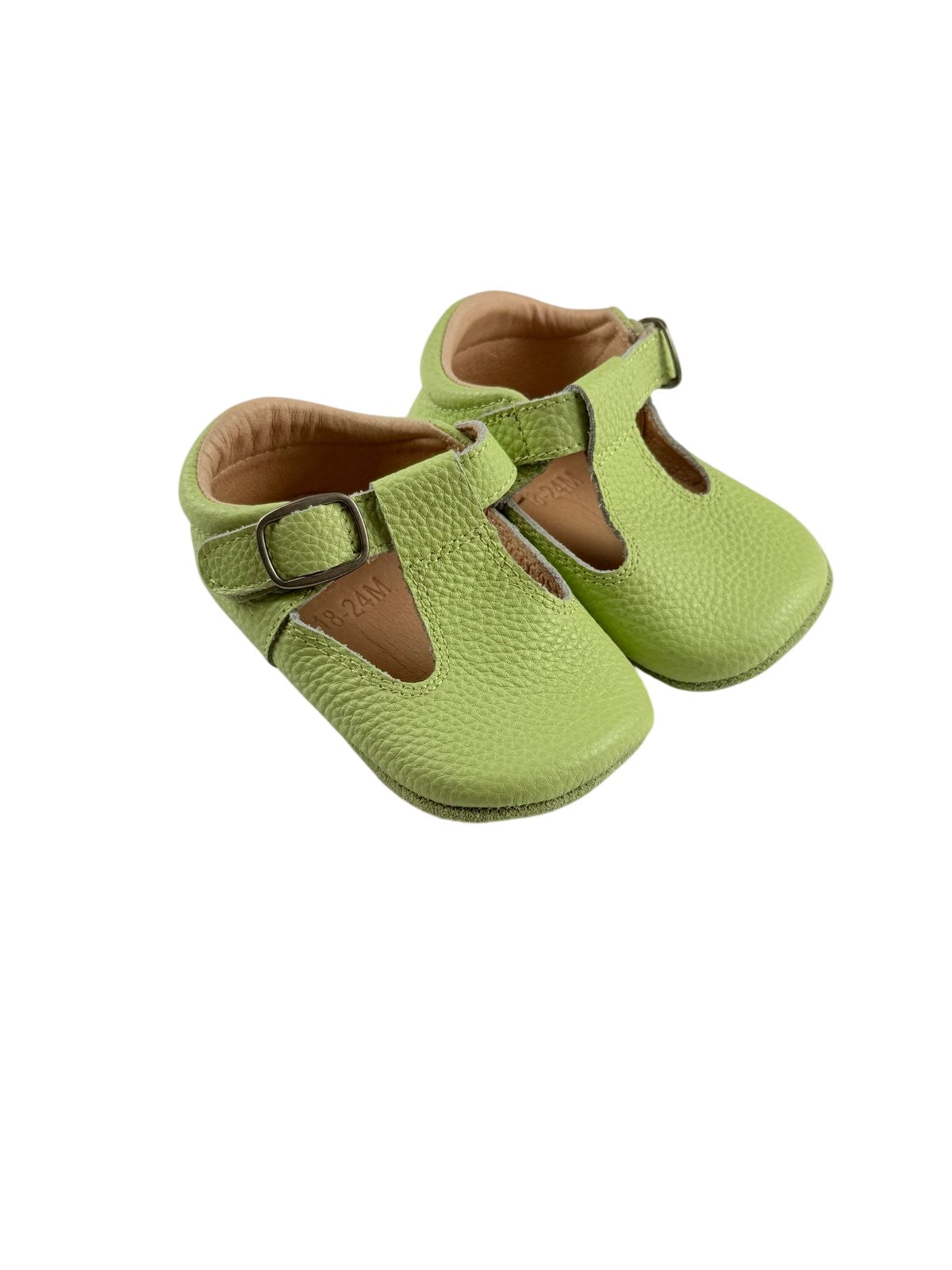 Green Leather T-Strap Baby Shoes 18-24M