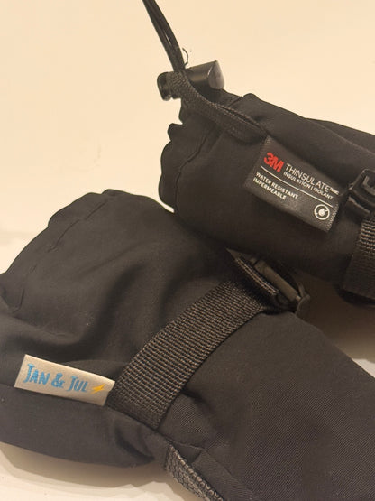 Jan & Jul Black Thinsulate Waterproof Mittens XS 0-2Y