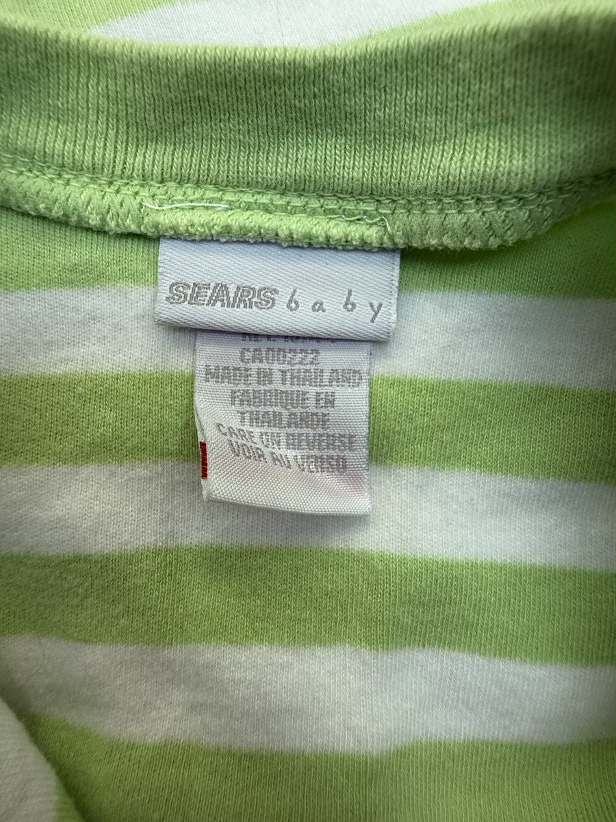 Sears Baby Green Stripe Snap Tee 6-9M